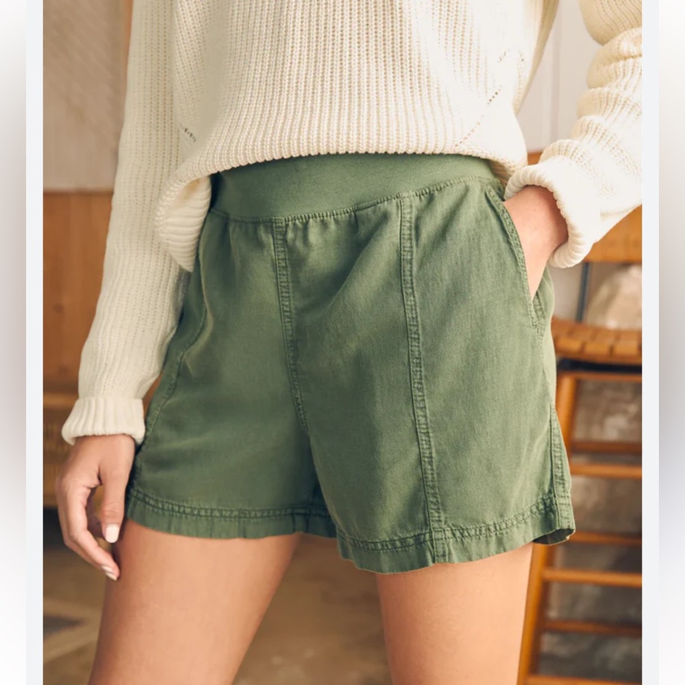 Faherity Cuffed Arlie Day linen tencel Shorts (lot bundle of 2) XS blue green - Picture 4 of 16